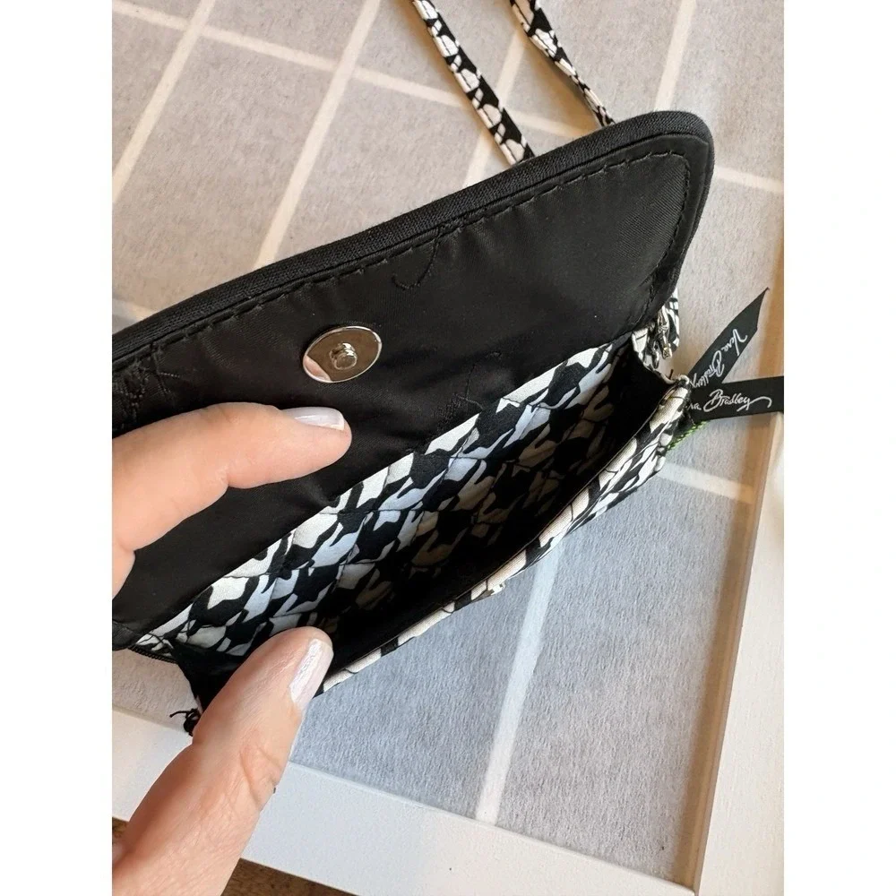 NWT Vera Bradley Quilted Midnight Houndstooth Crossbody black white wallet